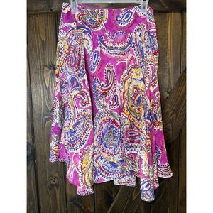 LAUREN RALPH LAUREN Skirt Paisley Asymmetrical 100% Cotton